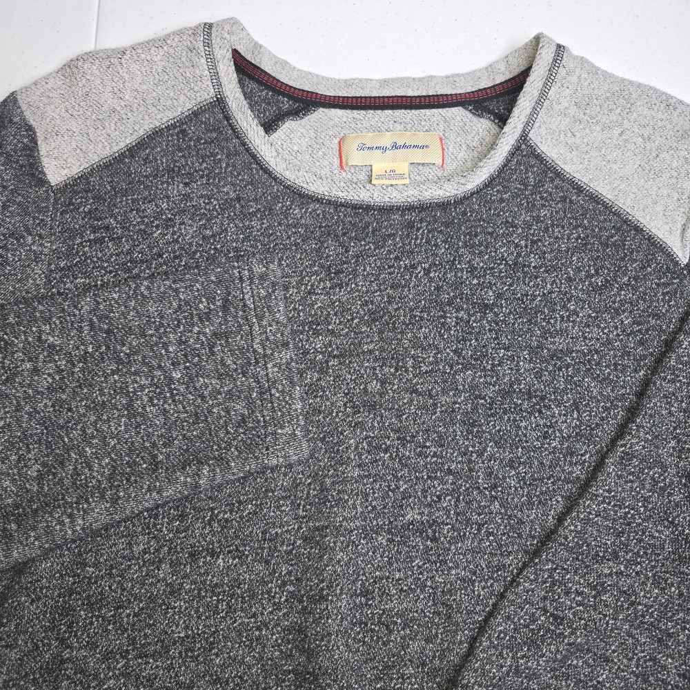 TOMMY BAHAMA Men's Two Tone Gray Pullover Sweatshirt Size Large -733